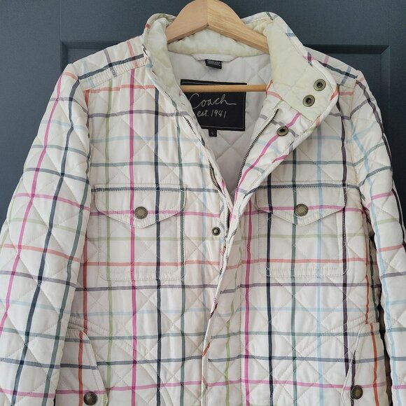 Vintage Y2K Coach Plaid Quilted Jacket lake new, selling for $120. Size L - Picture 2 of 8